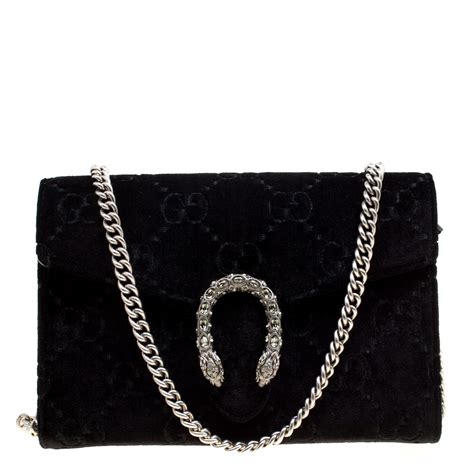 gucci black gg velvet dionysus wallet bag|Gucci dionysus chain wallet.